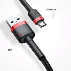 Baseus Cafule Micro Usb 1metre 2.4a Hızlı Şarj Halat Usb Kablo (Siyah) - Thumbnail