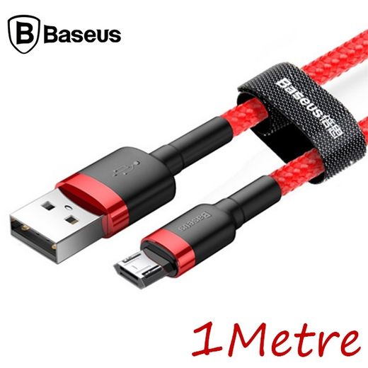 Baseus Cafule Micro Usb 1metre 2.4a Hızlı Şarj Halat Usb Kablo (Siyah & Kırmızı)