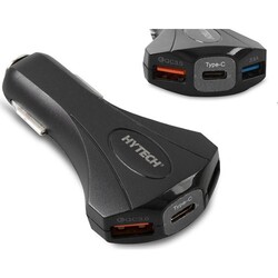 Hytech - Hytech 7A Hızlı Şarj 2 USB 1 Type-C Siyah Araç Şarj Cihazı 